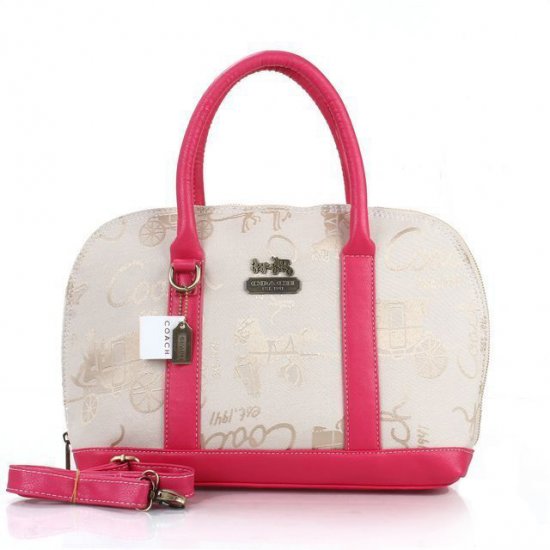 Coach Poppy Logo Style Medium Pink Khaki Satchels EUM